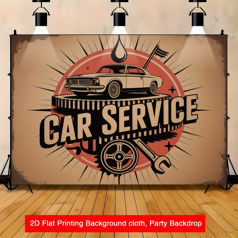 Heavy Equipment Service - Büyük retro araba servis afişi -