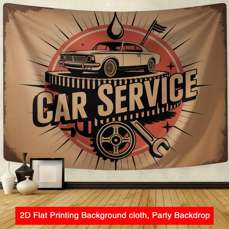 Büyük retro araba servis afişi - Heavy Equipment Service incelemesi ve fiyatı